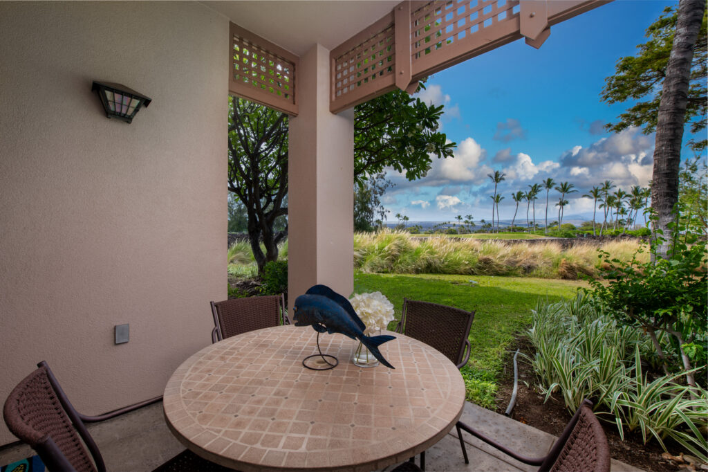 View from private covered lanai in waikoloacolony villas